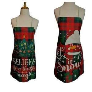 Two Christmas Holiday Aprons Like New Condition